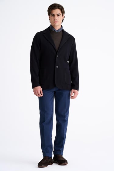  Erkek Lacivert Extrafine Yün Triko Ceket