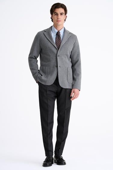  Erkek Gri Extrafine Yün Triko Ceket