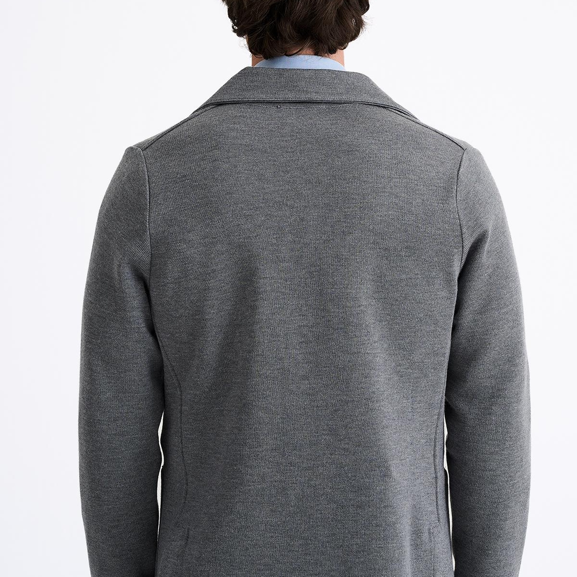 Erkek Gri Extrafine Yün Triko Ceket