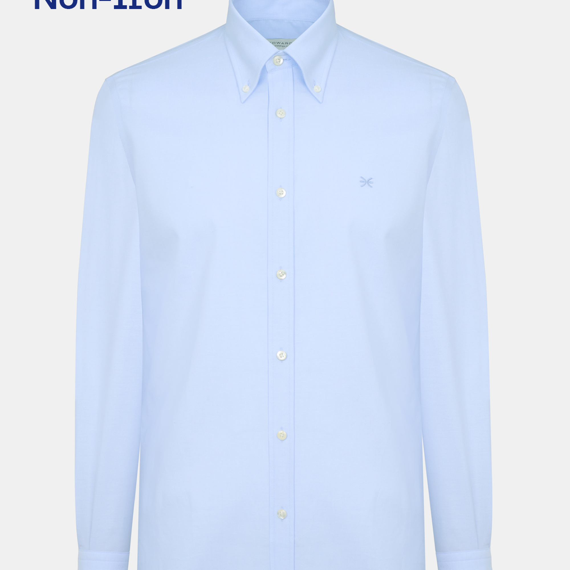 Erkek Mavi Cooper Fit Non-Iron Düğmeli Yaka Spor Gömlek