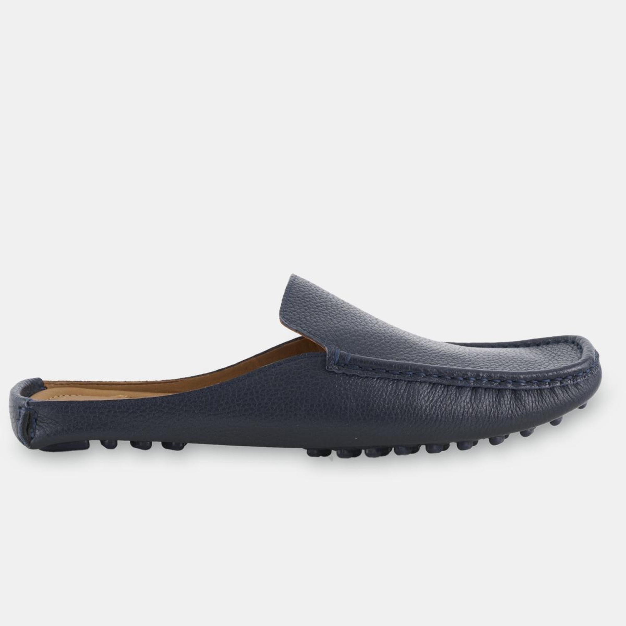 Erkek Lacivert Deri Kapalı Terlik