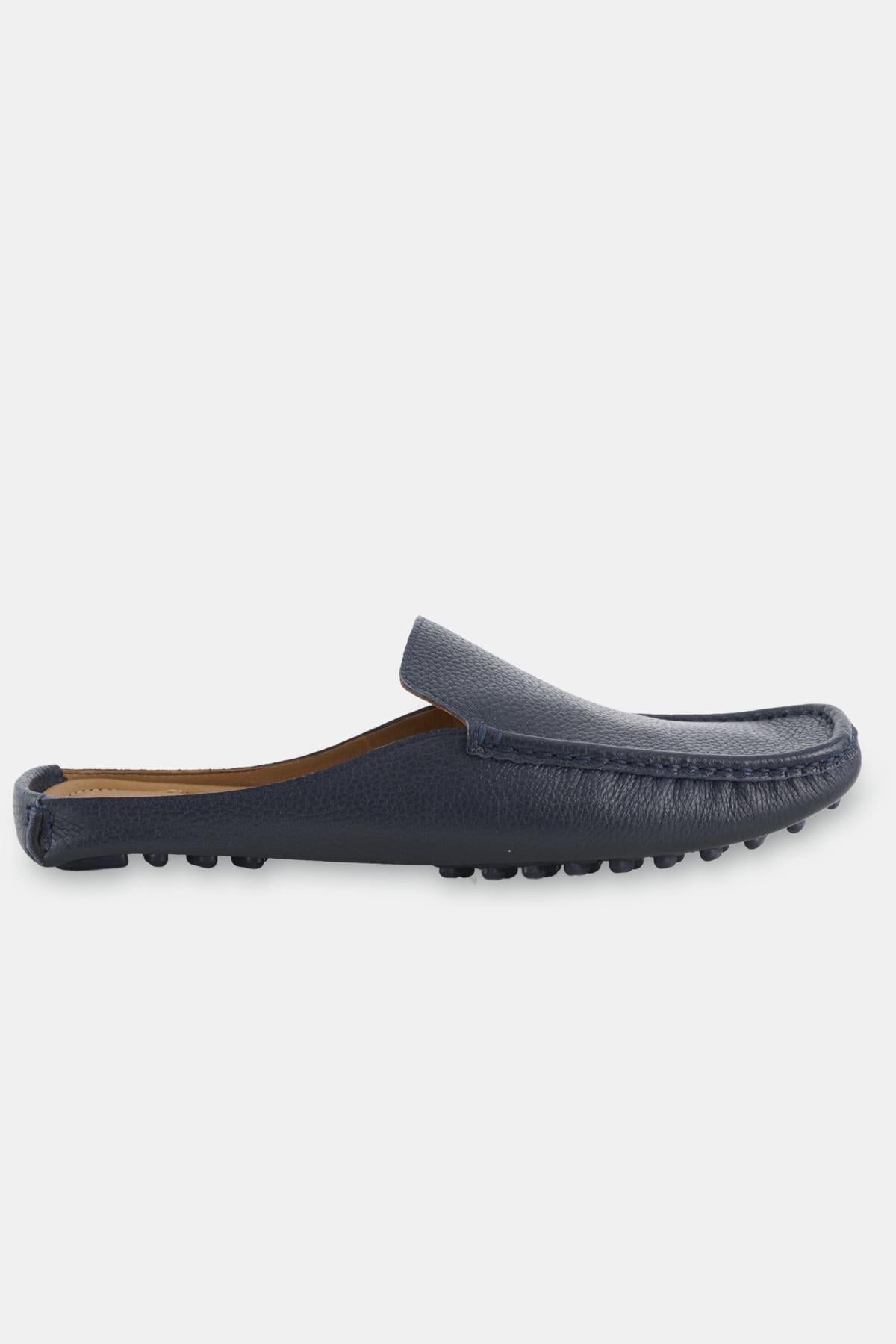  Erkek Lacivert Deri Kapalı Terlik