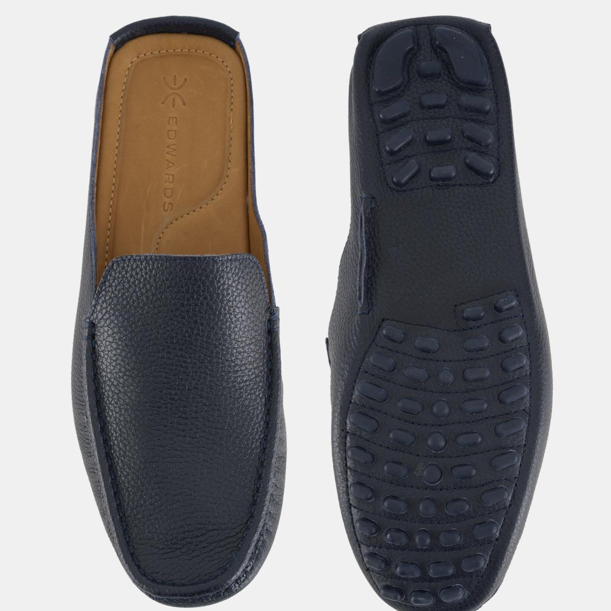 Erkek Lacivert Deri Kapalı Terlik