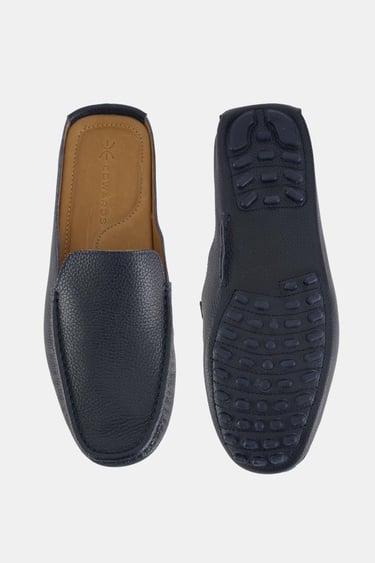  Erkek Lacivert Deri Kapalı Terlik