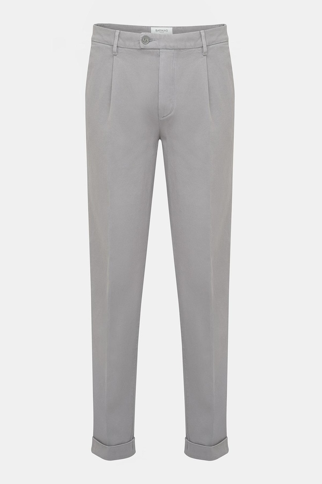  Erkek Gri Kaşmir Gabardin Chino Pantolon