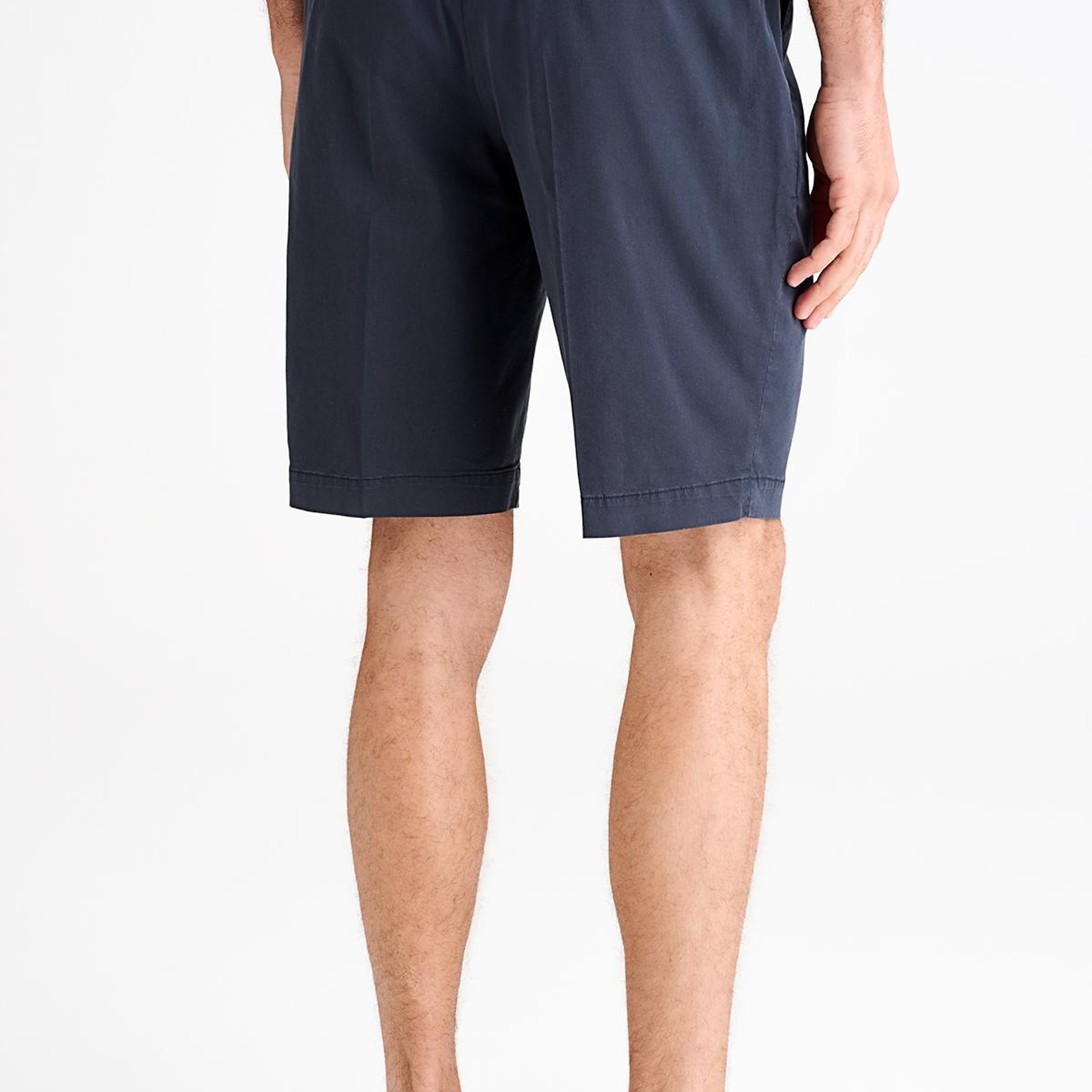 Erkek Koyu Lacivert Büzgülü Elastik Bel Bantlı Pilili Bermuda Şort