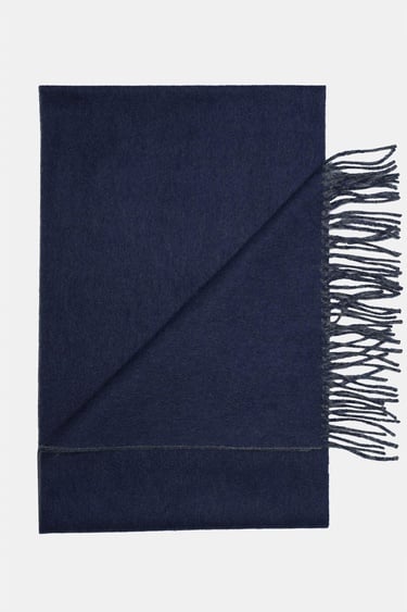  Erkek Lacivert Kaşmir Çift Taraflı Kaşkol