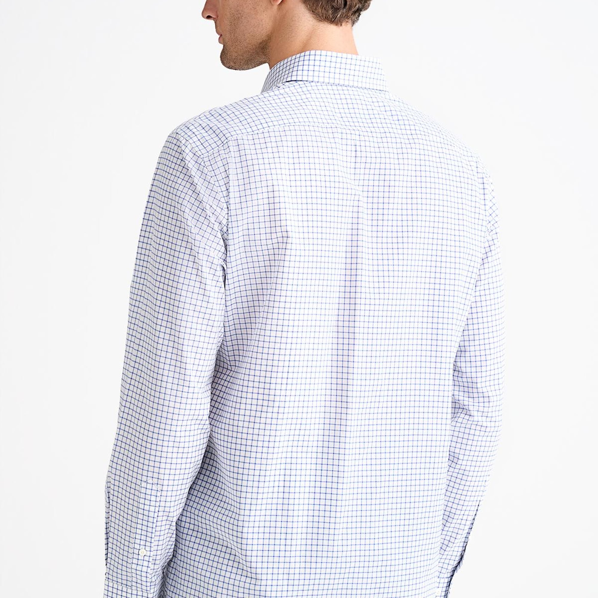 Erkek Mavi Cooper Fit Düğmeli Yaka Pötikare Desenli Spor Gömlek