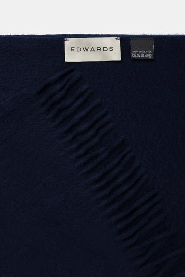  Erkek Lacivert Düz Renk Yün Kaşkol