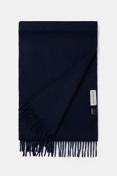  Erkek Lacivert Düz Renk Yün Kaşkol