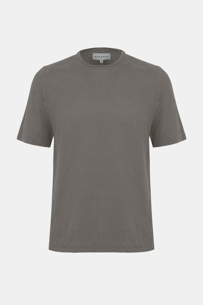  Erkek Bej Bisiklet Yaka Keten T-Shirt