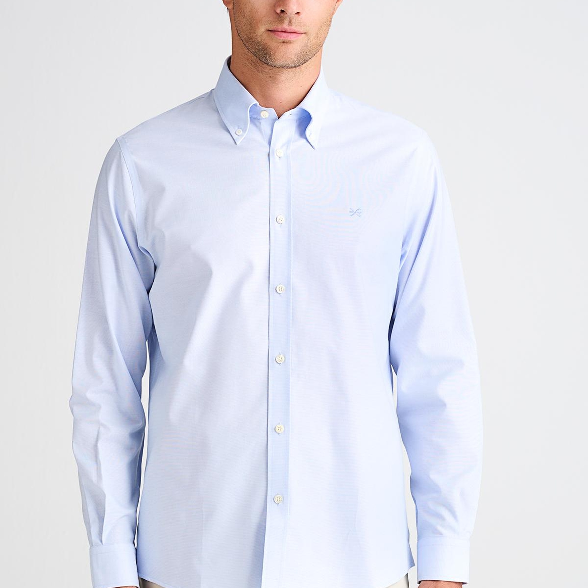 Erkek Mavi Cooper Fit Düğmeli Yaka Spor Gömlek