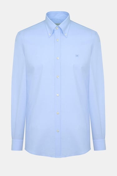  Erkek Mavi Cooper Fit Düğmeli Yaka Spor Gömlek