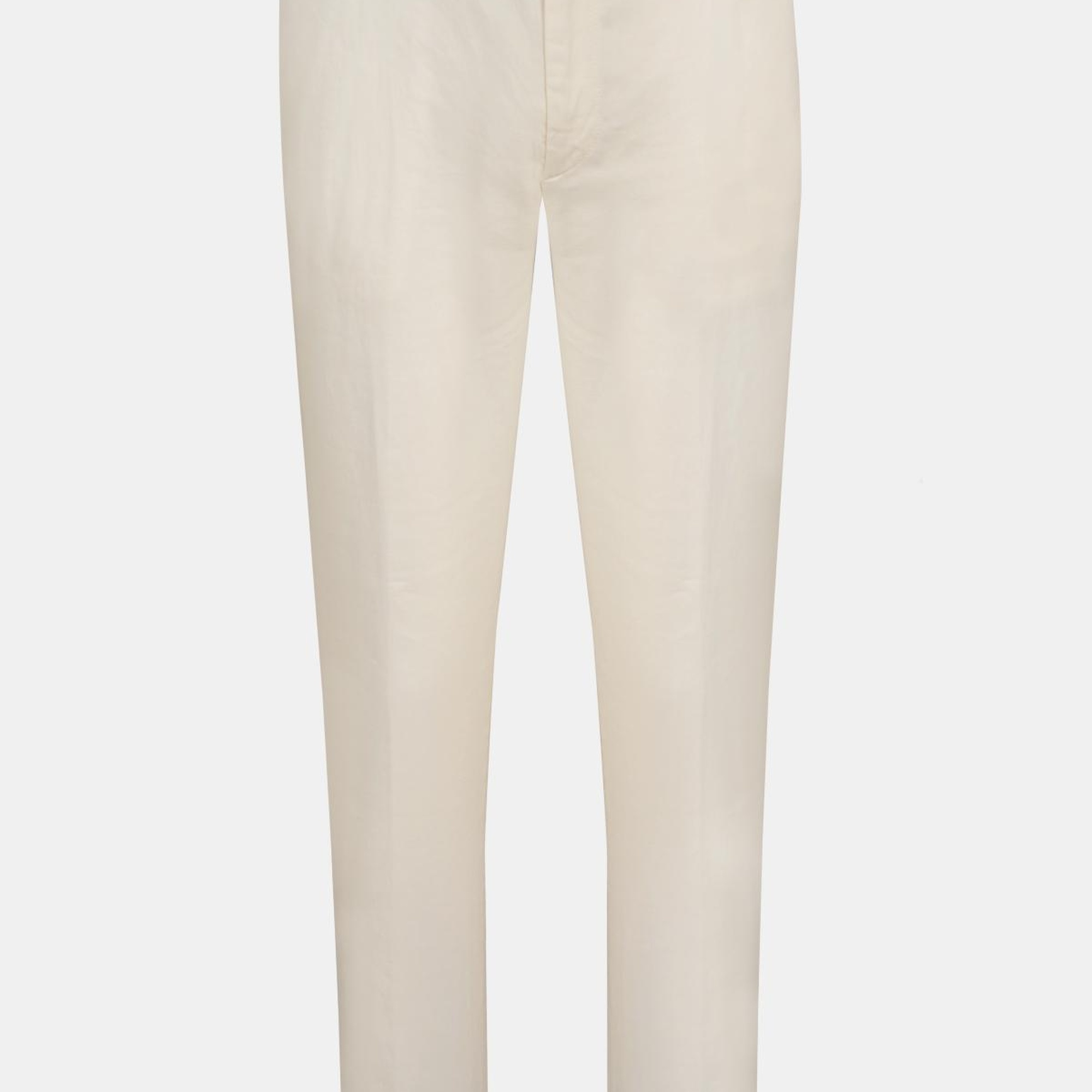 Erkek Beyaz Slim Fit Elastik Bel Bantlı Büzgü İpli Pantolon