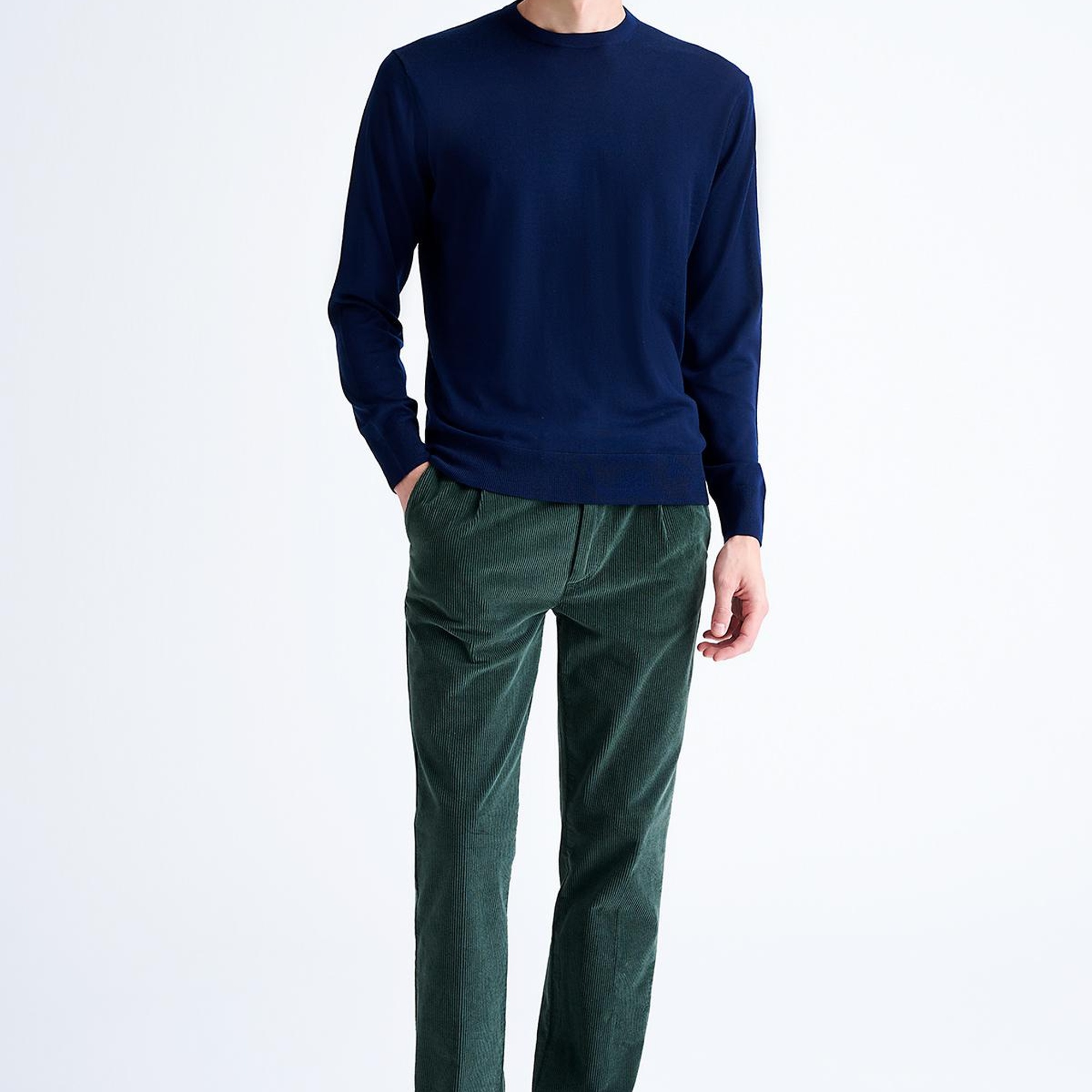 Erkek Lacivert Yün Bisiklet Yaka Kazak