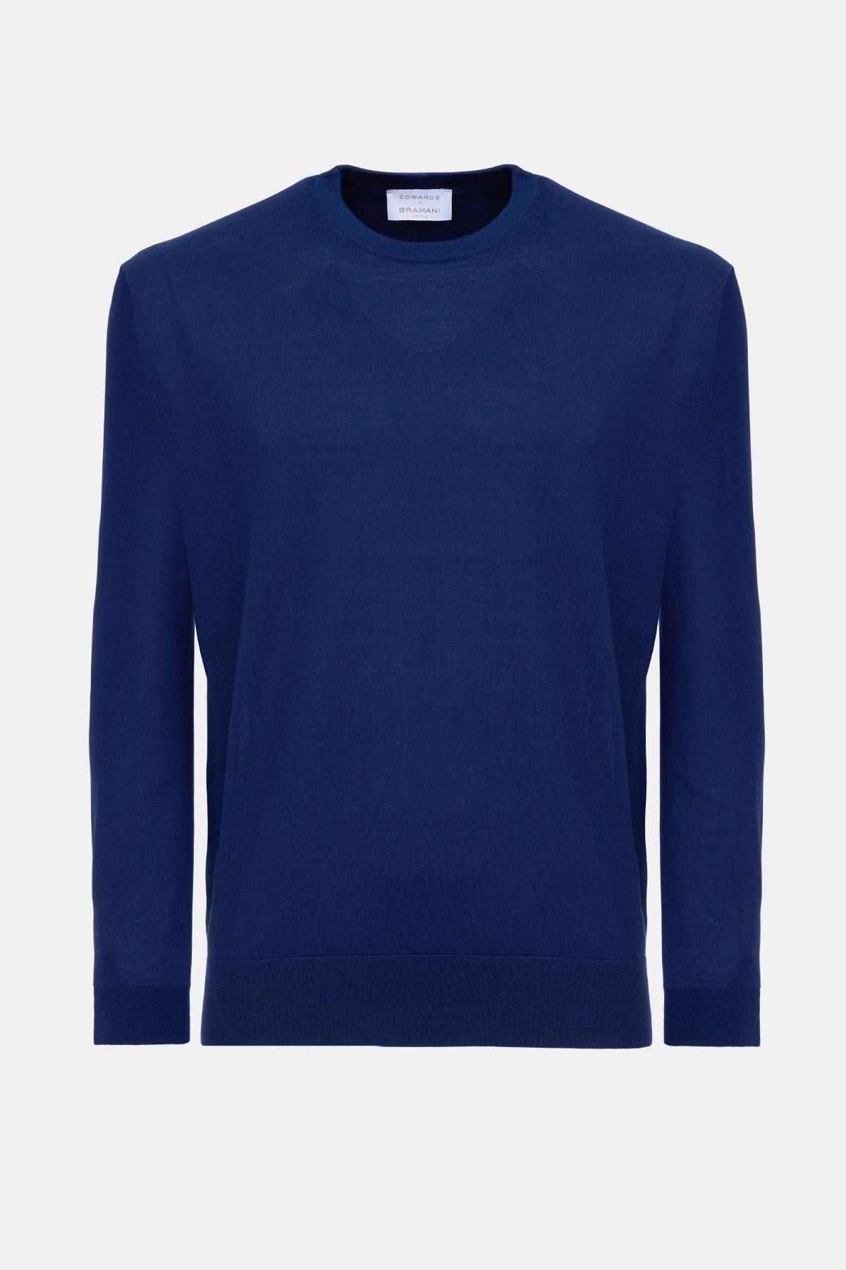  Erkek Lacivert Yün Bisiklet Yaka Kazak