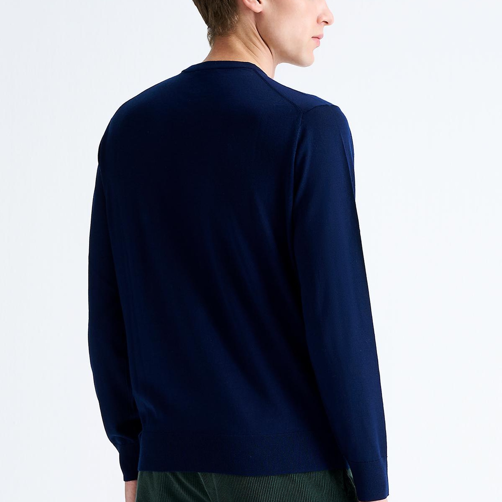 Erkek Lacivert Yün Bisiklet Yaka Kazak