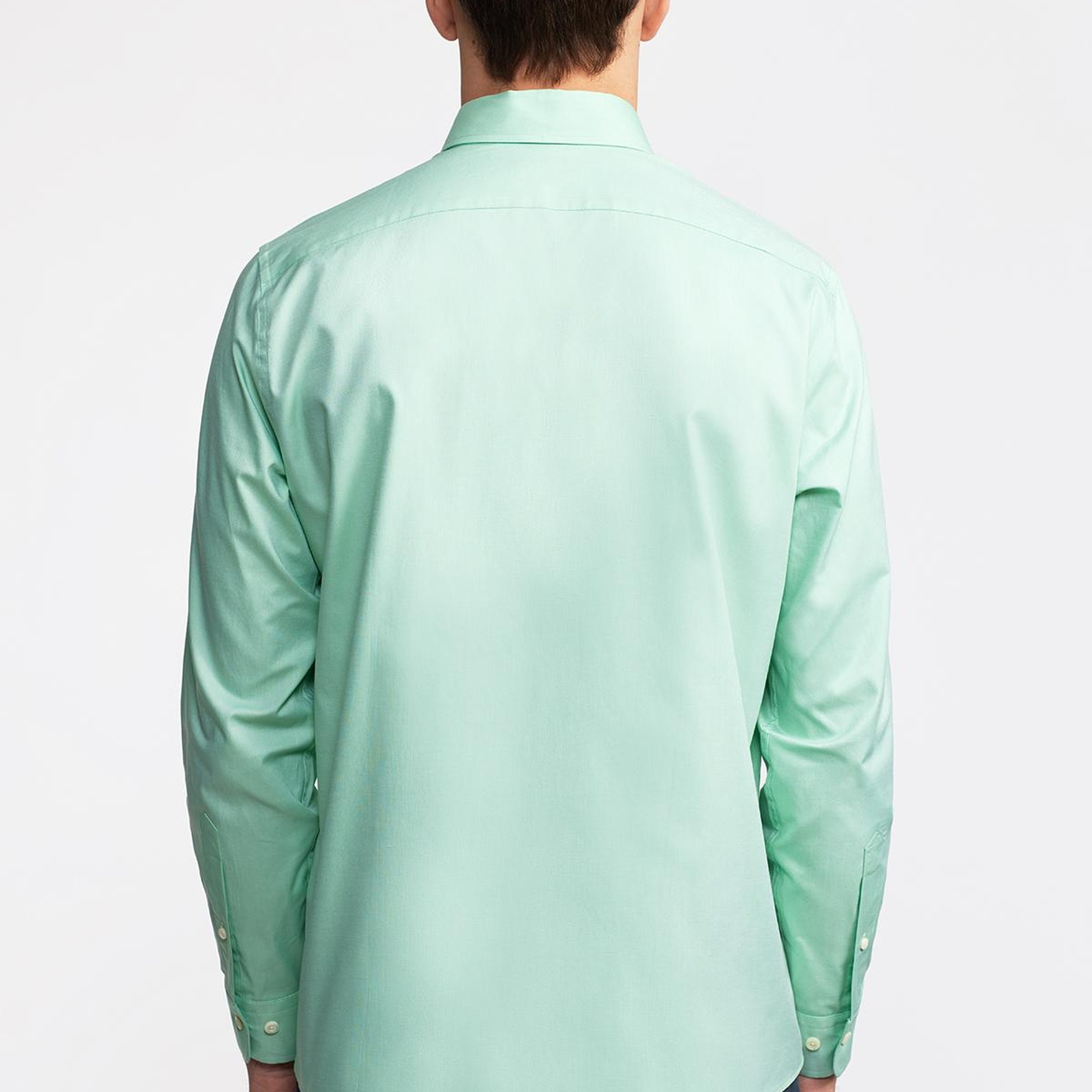 Erkek Yeşil Düğmeli Yaka Cooper Fit Spor Gömlek