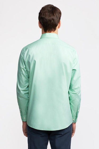  Erkek Yeşil Düğmeli Yaka Cooper Fit Spor Gömlek