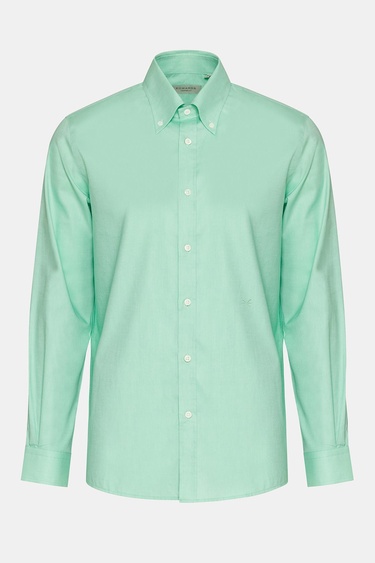  Erkek Yeşil Düğmeli Yaka Cooper Fit Spor Gömlek