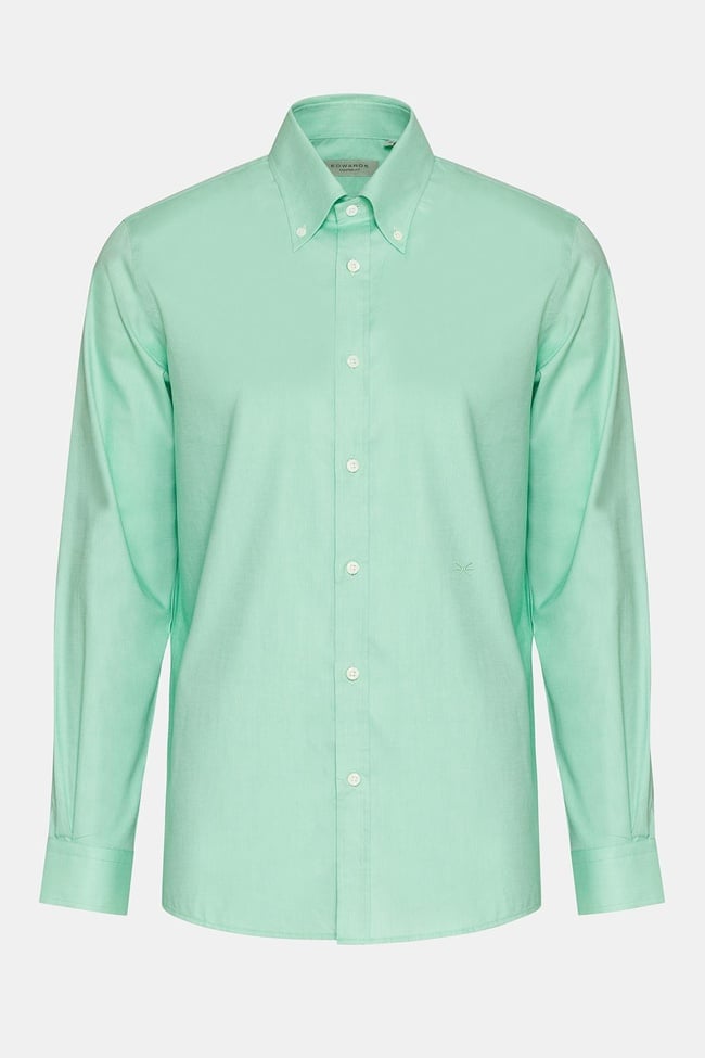  Erkek Yeşil Düğmeli Yaka Cooper Fit Spor Gömlek