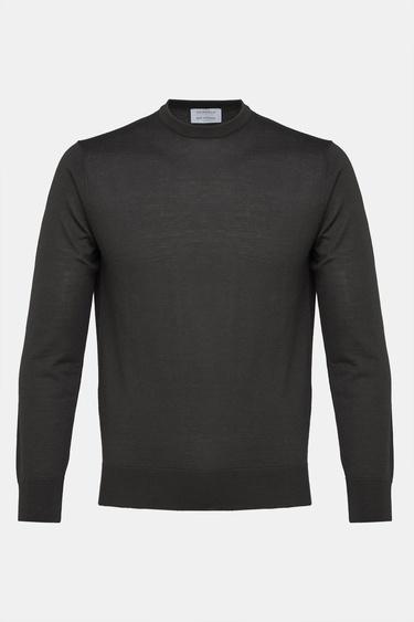  Erkek Kahverengi Yün Bisiklet Yaka Kazak