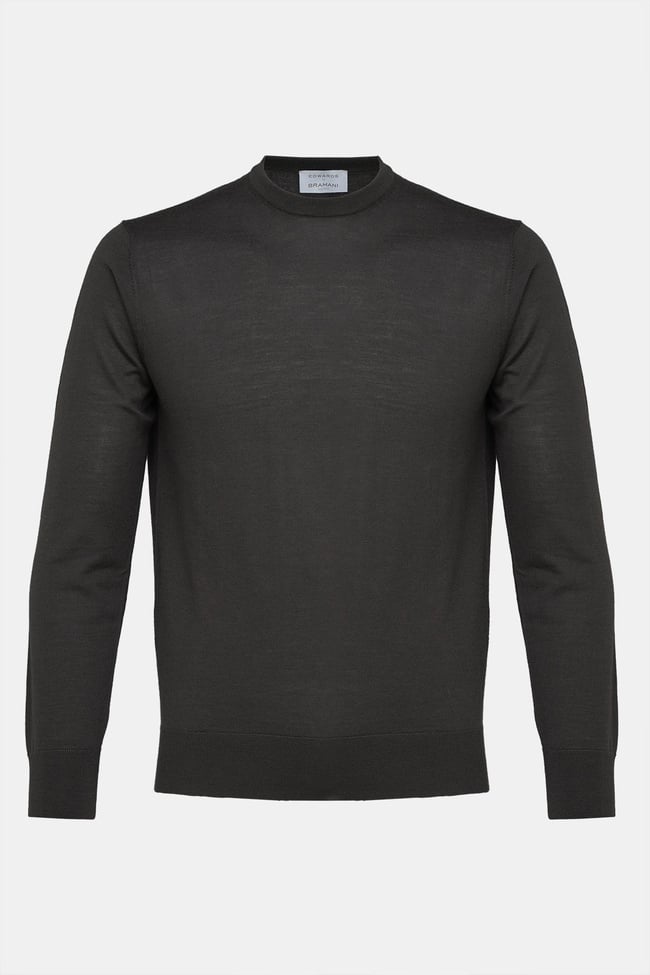  Erkek Kahverengi Yün Bisiklet Yaka Kazak