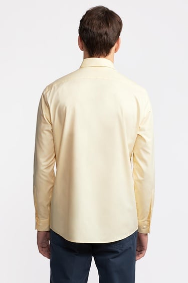  Erkek Sarı Düğmeli Yaka Cooper Fit Spor Gömlek