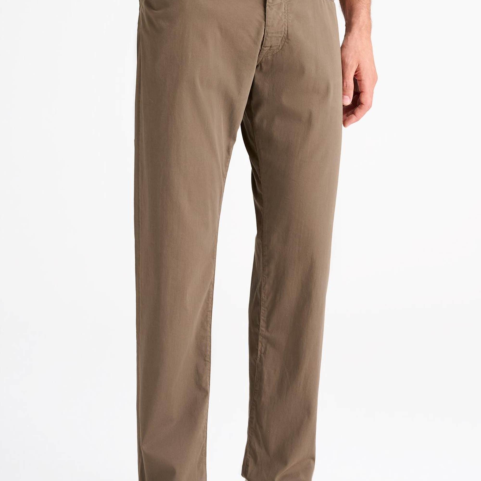 Erkek Bej Pamuk İpek Karışımlı 5 Cep Pantolon