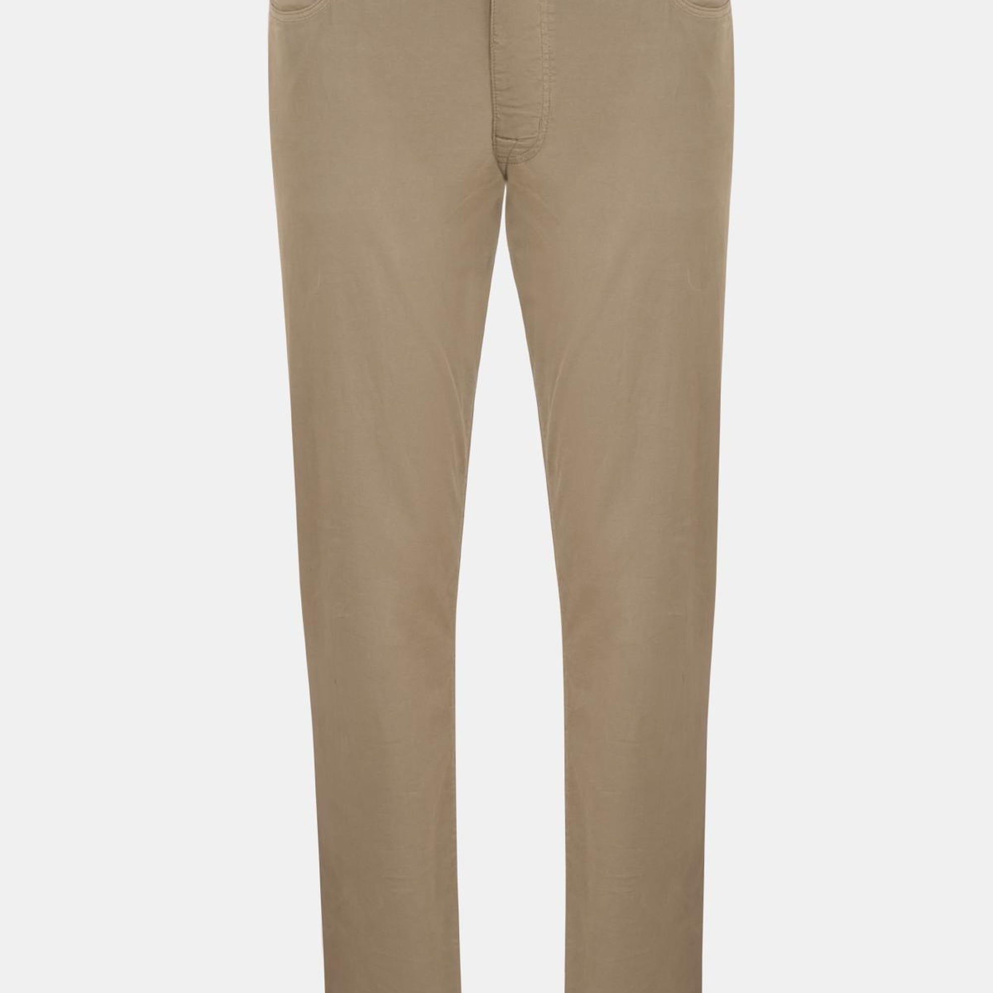 Erkek Bej Pamuk İpek Karışımlı 5 Cep Pantolon