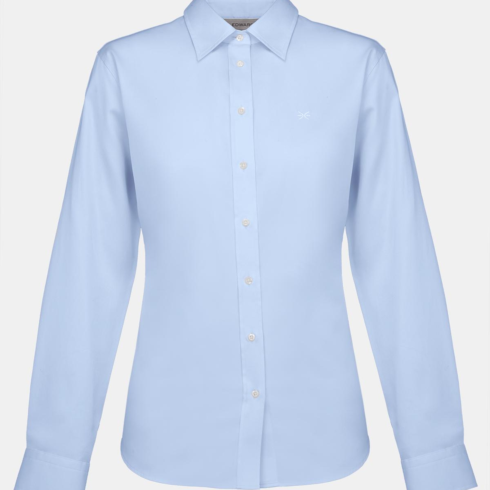 Kadın Mavi Saten Gömlek