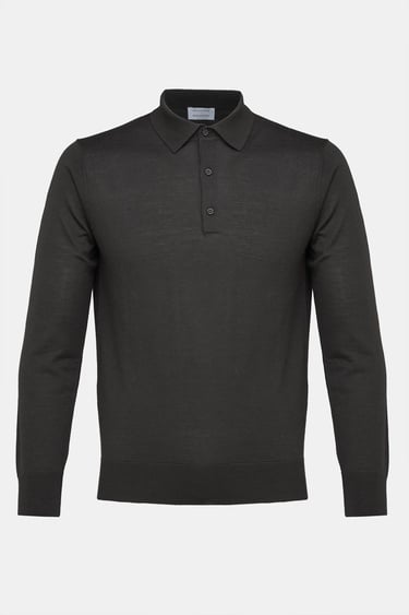  Erkek Kahverengi Yün Polo Yaka Kazak