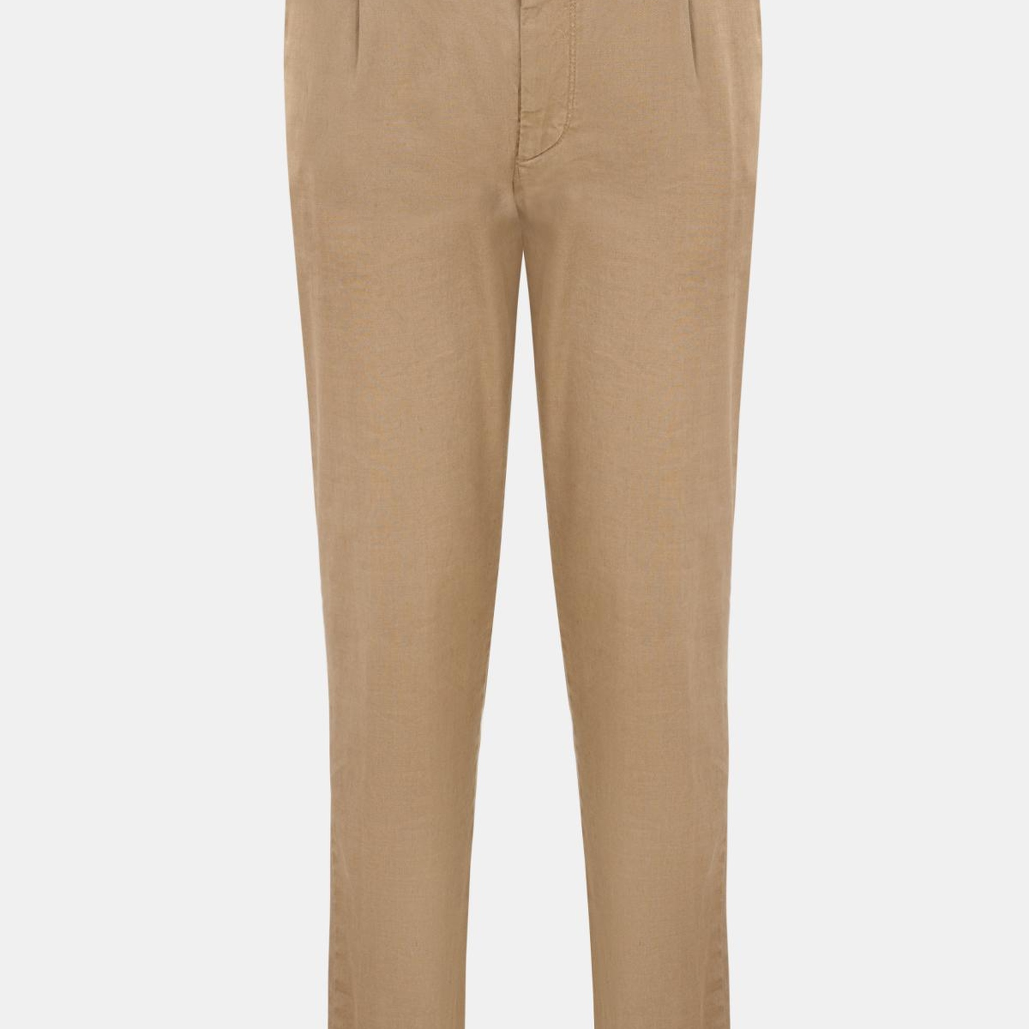 Erkek Bej Keten Chino Pantolon