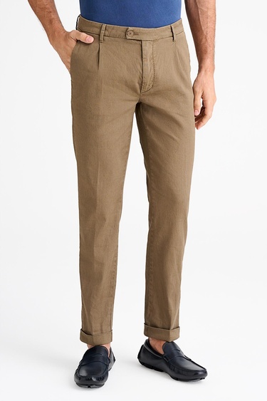  Erkek Bej Keten Chino Pantolon
