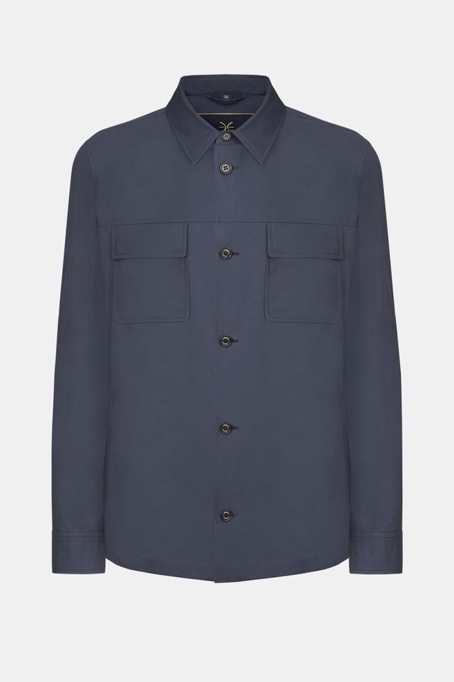  Erkek Lacivert Paraşüt Kumaşlı Gömlek Ceket