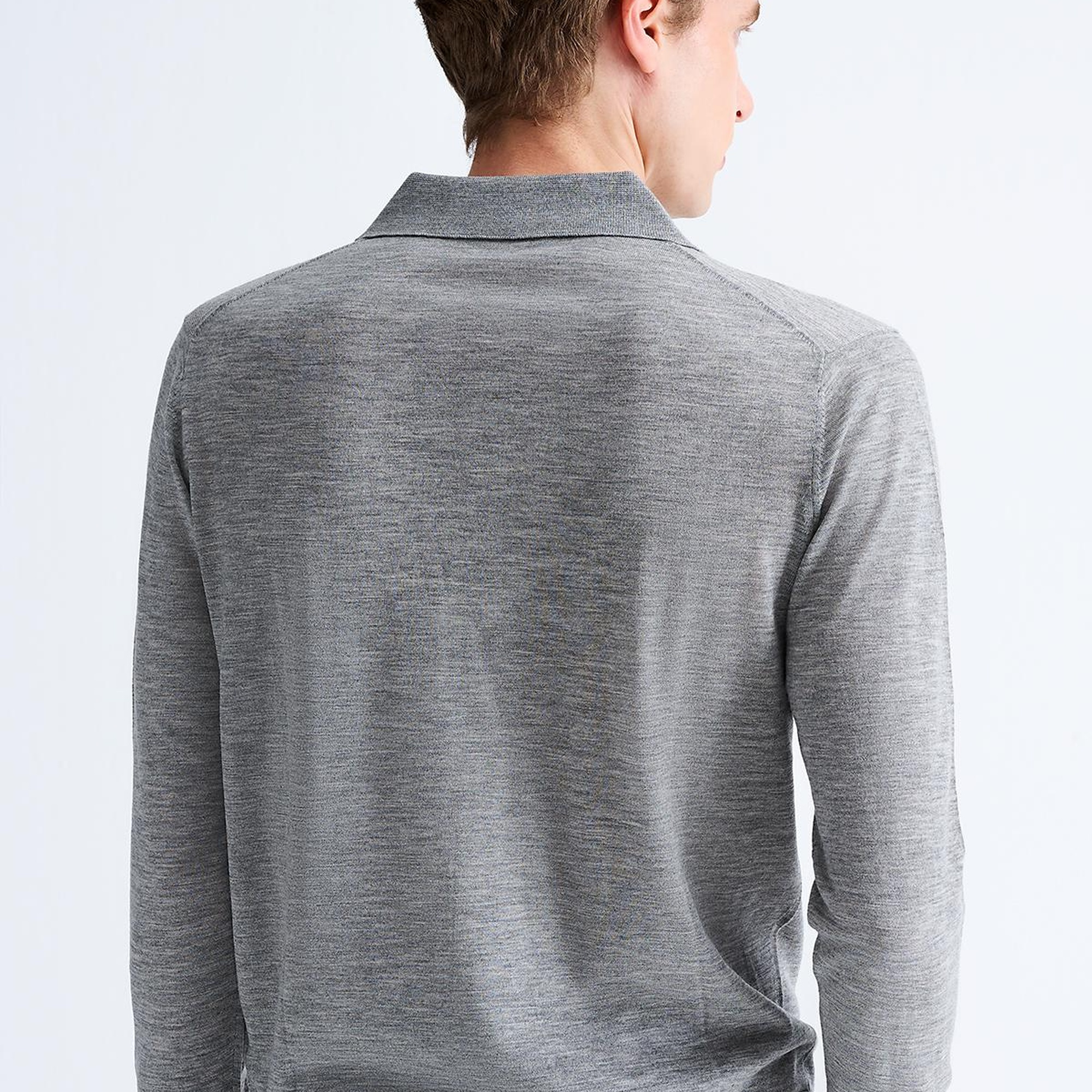 Erkek Gri Polo Yaka Yün Kazak