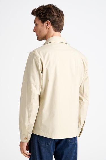  Erkek Bej Paraşüt Kumaşlı Gömlek Ceket
