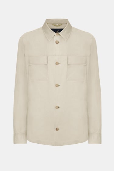  Erkek Bej Paraşüt Kumaşlı Gömlek Ceket