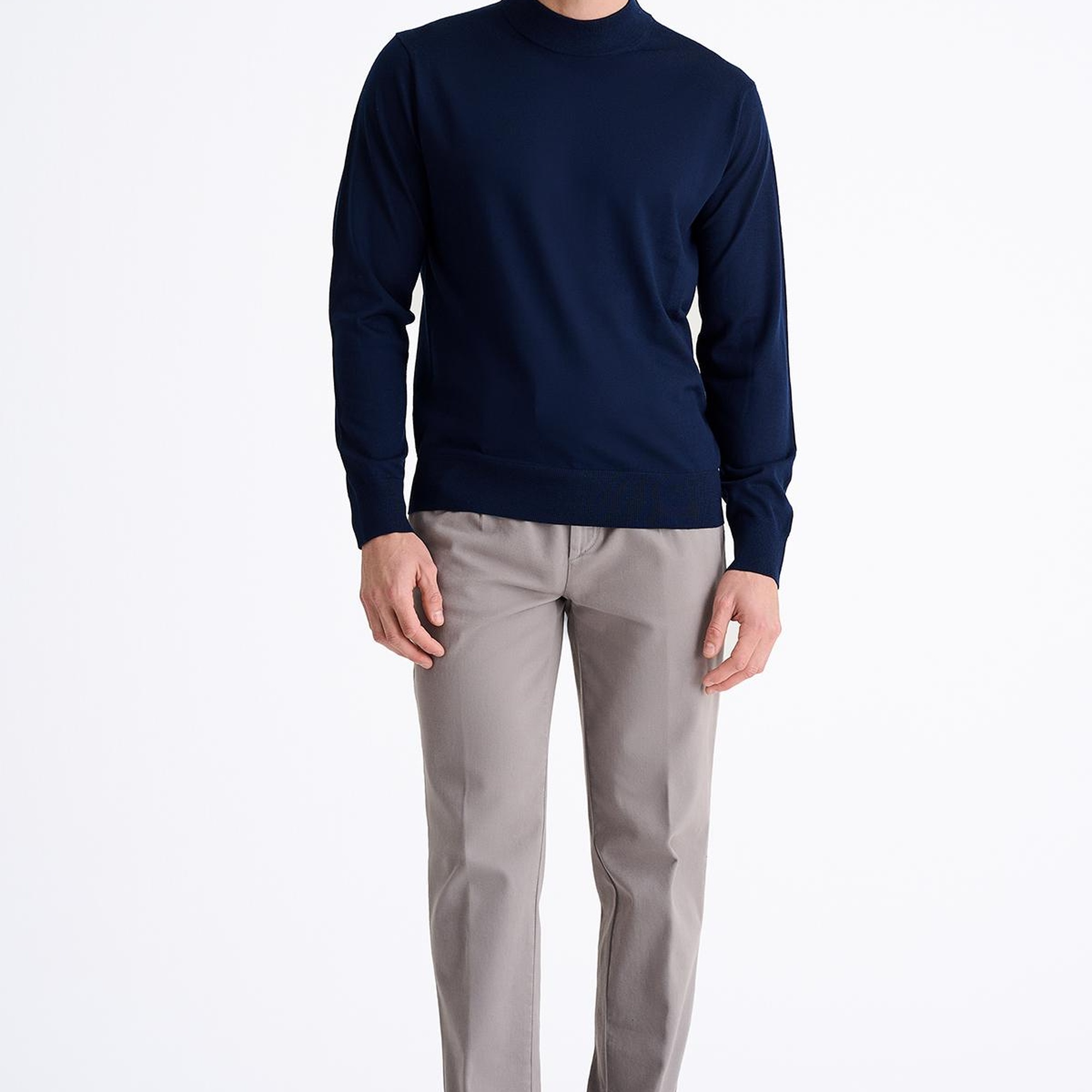 Erkek Lacivert Yün Yarım Balıkçı Yaka Kazak