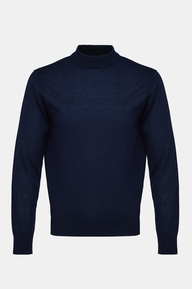  Erkek Lacivert Yün Yarım Balıkçı Yaka Kazak