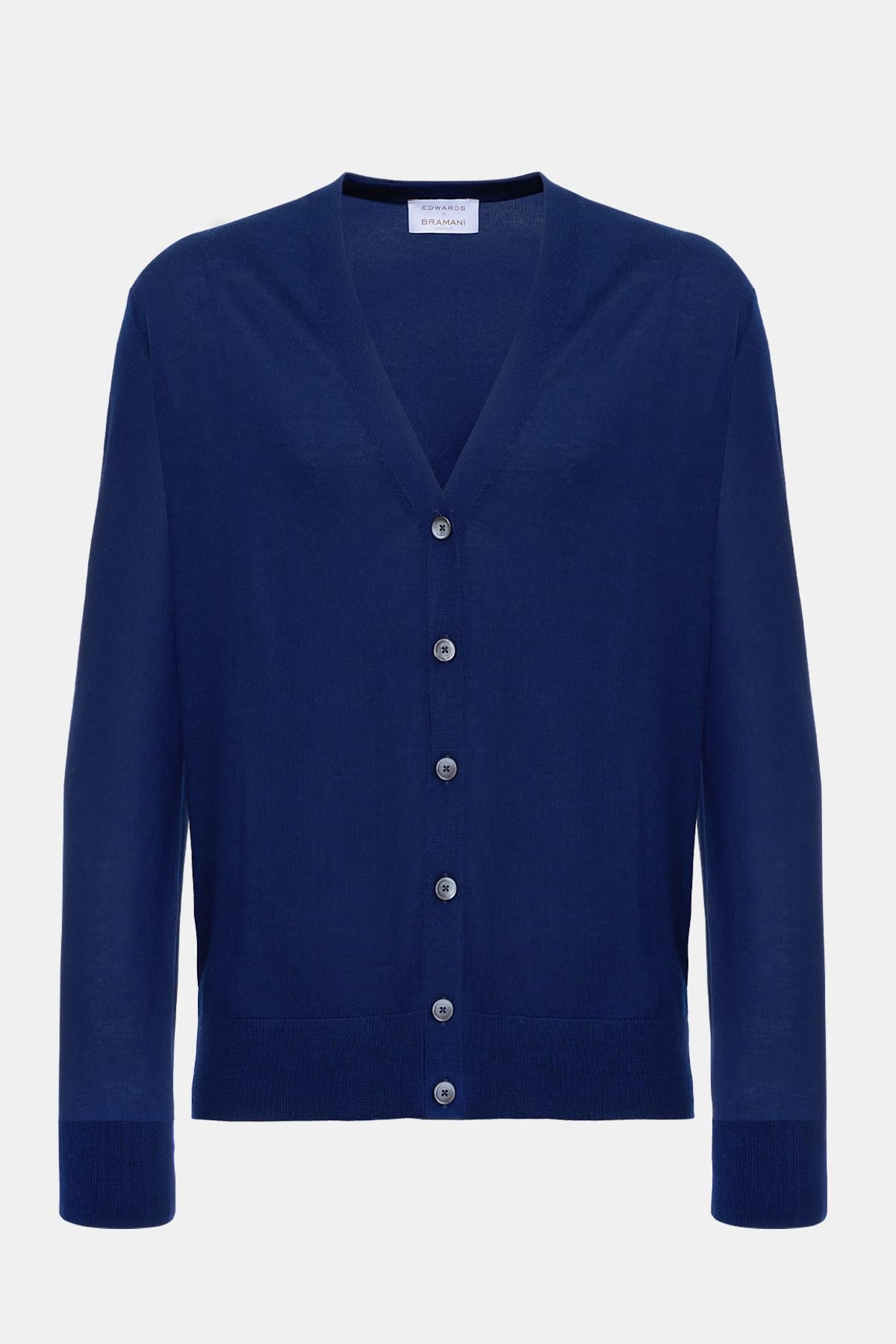  Erkek Lacivert Düğmeli Yün Hırka