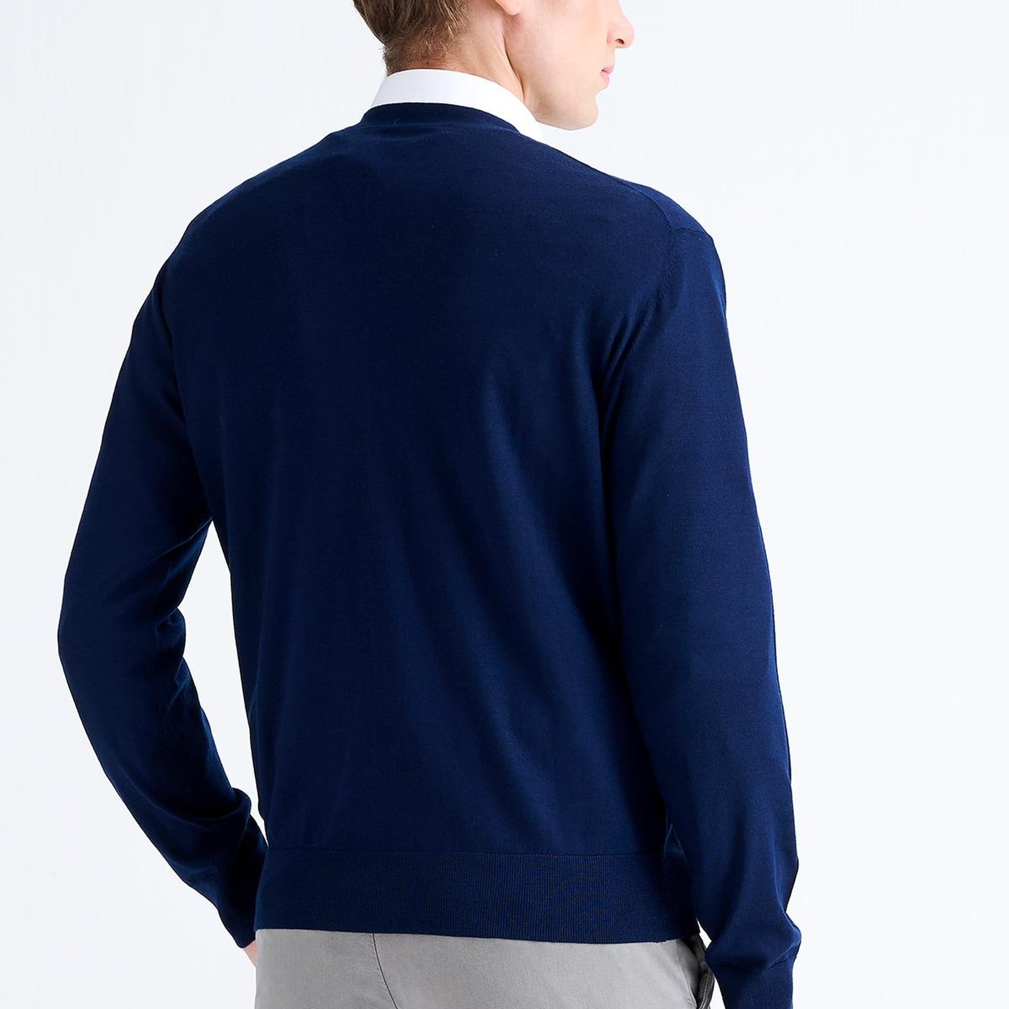 Erkek Lacivert Düğmeli Yün Hırka