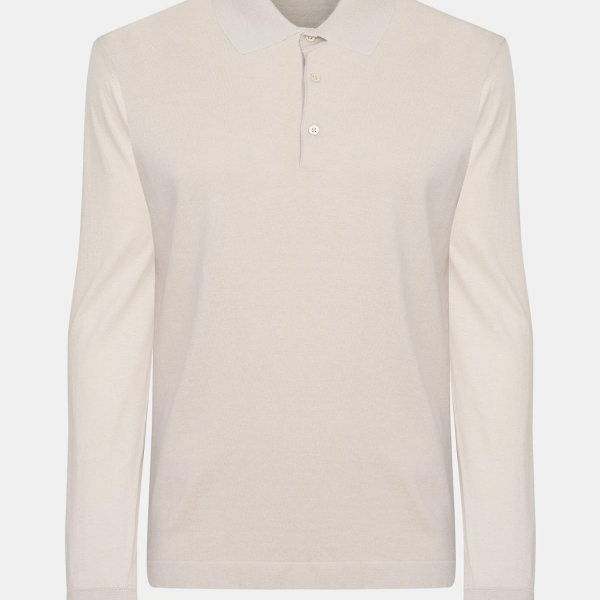 Erkek Bej Pamuk İpek Karışımlı Polo Yaka Kazak