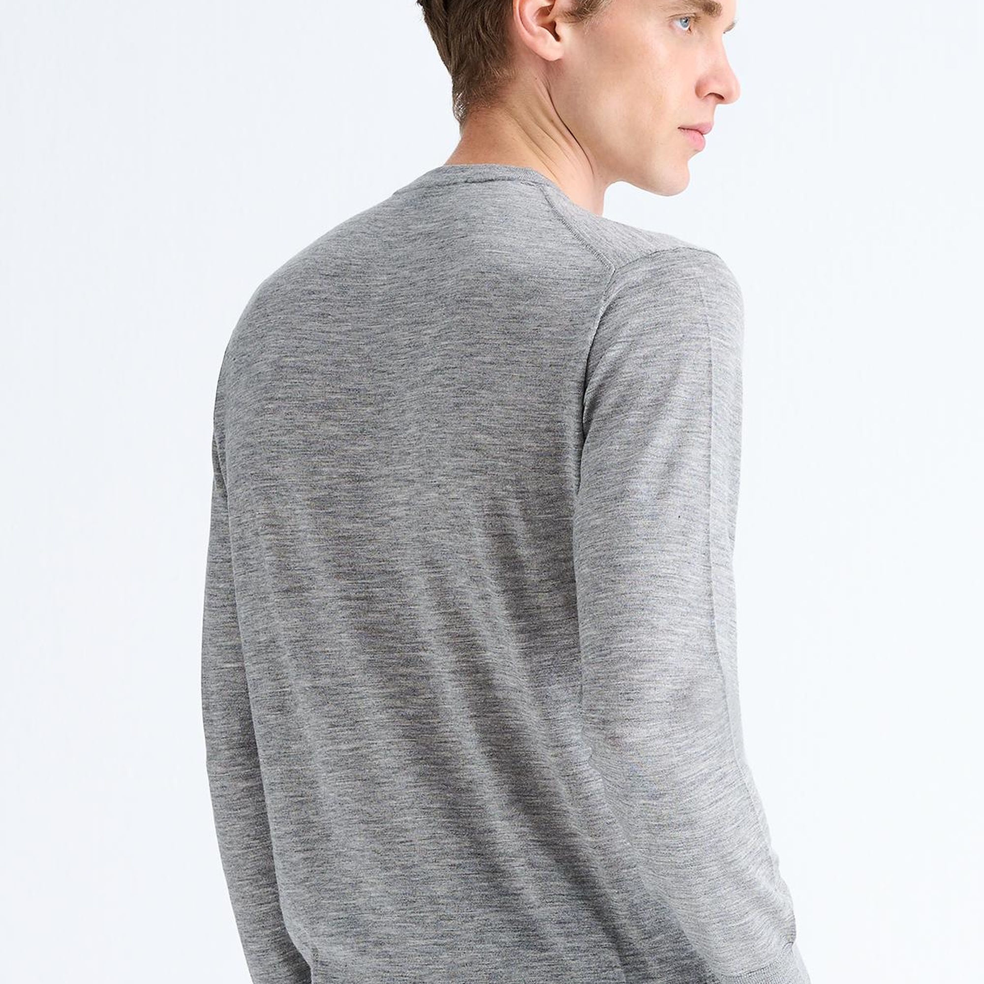 Erkek Gri Bisiklet Yaka Yün Kazak