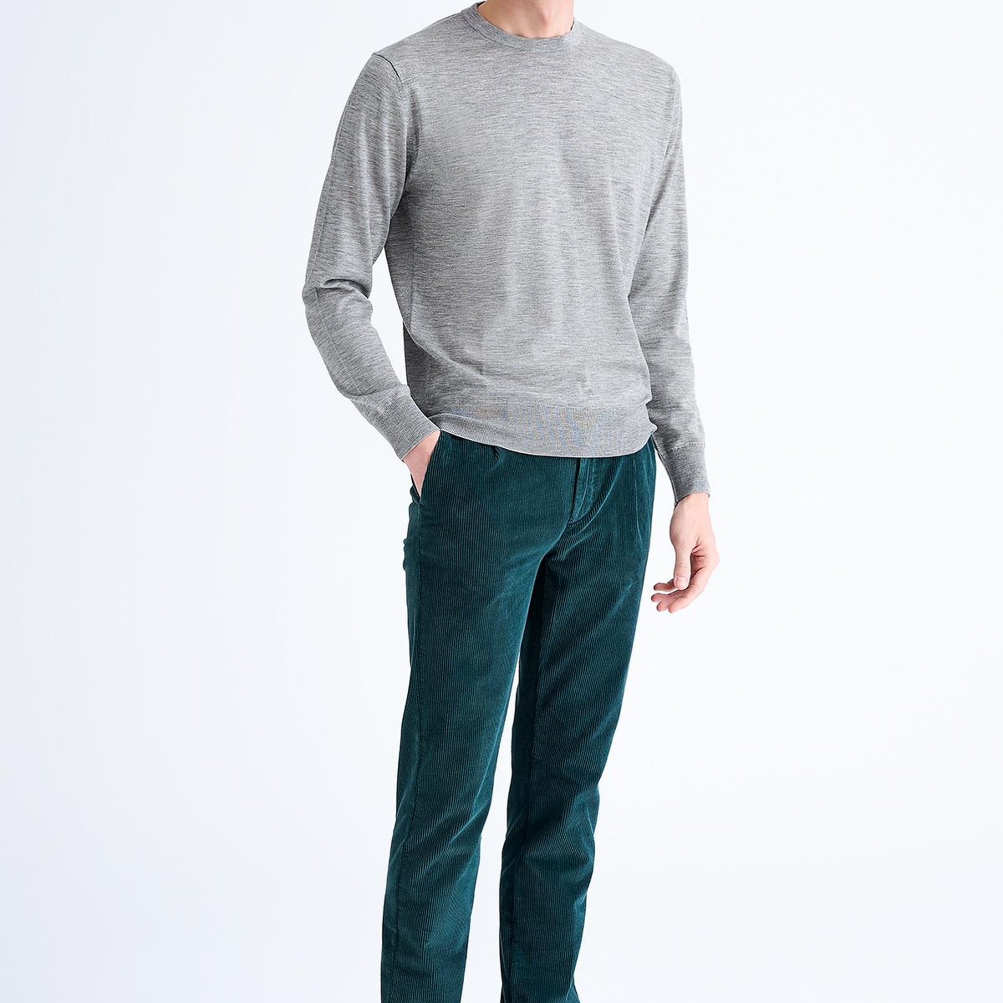 Erkek Gri Bisiklet Yaka Yün Kazak