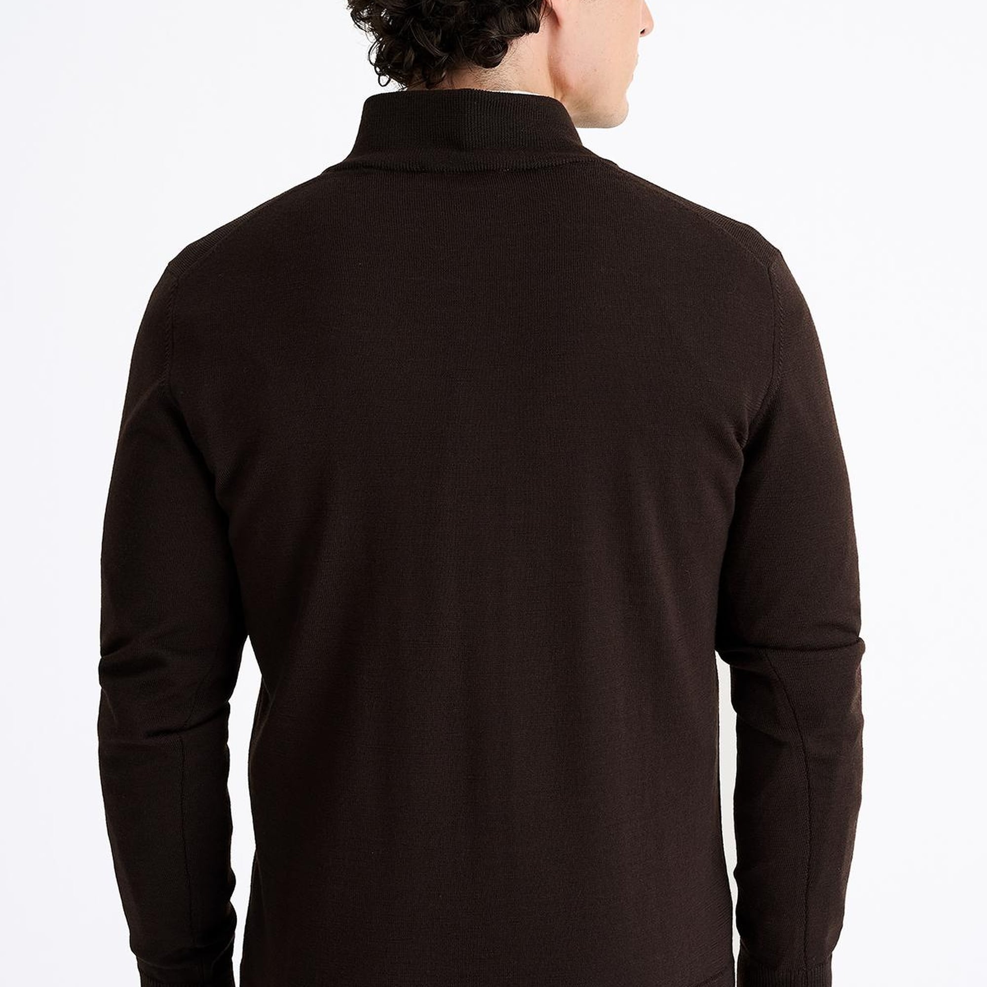 Erkek Gri Extrafine Yün Yarım Fermuarlı Kazak