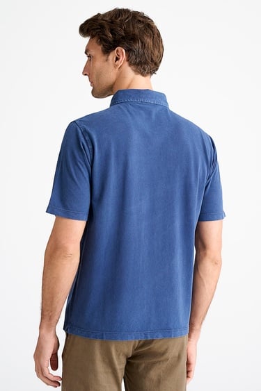  Erkek Koyu Mavi Pike Polo Yaka T-Shirt