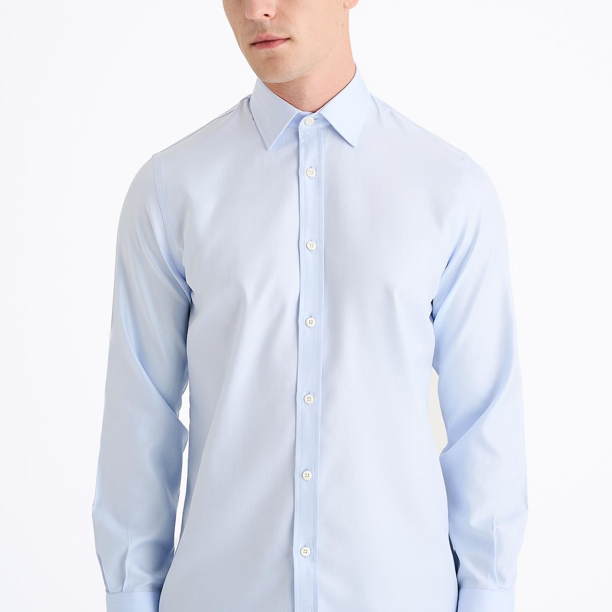 Erkek Mavi Cooper Fit Kravat Yaka Balıksırtı Klasik Gömlek