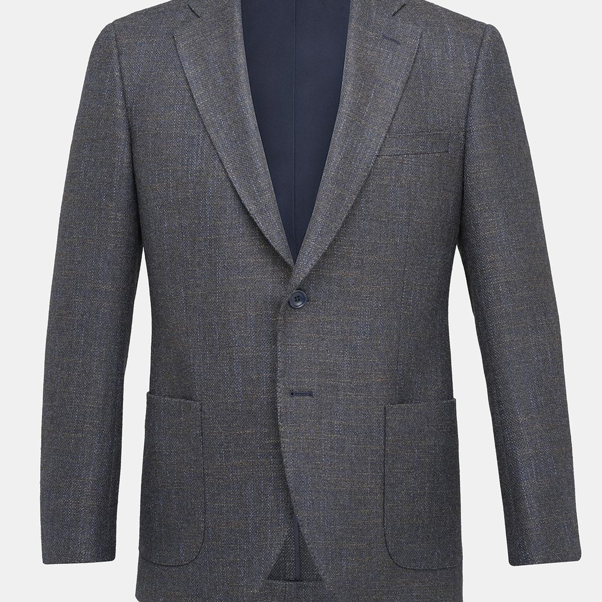 Erkek Kahverengi Yün İpek Kaşmir Karışımlı Delfino Spor Ceket