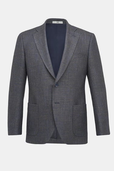  Erkek Kahverengi Yün İpek Kaşmir Karışımlı Delfino Spor Ceket